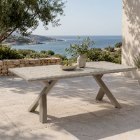 Table de jardin rectangulaire moderne en aluminium, résistante aux intempéries, pour terrasse et jardin