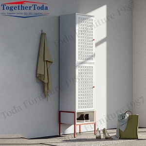Modern Dual-Layer Solid Wood Durable Adjustable <b>Wall</b>-Mounted Living Room Use <b>Shoe</b> <b>Rack</b> Freestanding Entryway Cabinet - Product Image 4