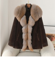 Modische Kunstpelz-Parkas für Damen Mittleren Alters 2023 Winter Neu mit Fuchspelzkragen Warmes Polyesterfutter Mantel JT423