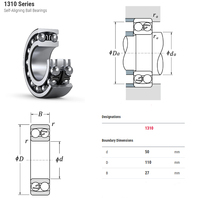 Roulement à billes à alignement automatique haute performance 1310 avec dimensions 50*110*27mm