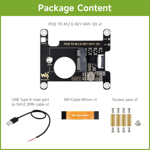 PCIe To M.2 E KEY HAT (D) สำหรับราสเบอร์รี่พาย 5 สำหรับ NIC ไร้สาย NGFF (M.2 E KEY) ต่างๆ รองรับการเชื่อมต่อ USB บลูทูธ K532 - Product Image 2