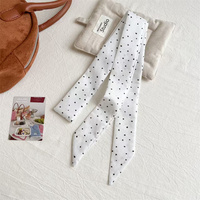 Écharpe extra longue de style coréen 140*5 cm à imprimé petits cœurs et pois, foulard, ruban, attache-cheveux, décoration de sac