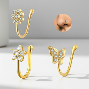 Xinfocus 2026 Trendy Design Clip on <strong>Nose</strong> Ring Butterfly Flower <strong>Nose</strong> <strong>Stud</strong> Rings <strong>Fake</strong> <strong>Nose</strong> Hoop Non <strong>Piercing</strong> Body Jewelry - Product Image 5