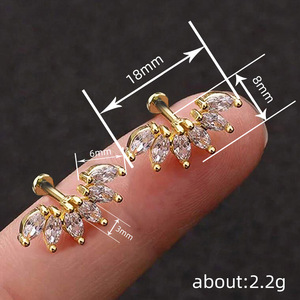 Orecchini a perno a forma di marquise da donna, gioielli minimalisti alla moda per l'uso quotidiano - Product Image 5