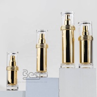 Flacon pompe rond en acrylique transparent givré doré de 30 ml, 60 ml, 80 ml, 120 ml avec pompe à lotion pour soins de la peau et soins personnels