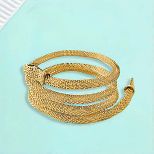 Collana Lunga Regolabile Multiuso, Colore <span class=keywords><strong>Oro</strong></span> e Argento, Collana a Serpente Flessibile, Gioielli per Donne e Uomini - Product Image 3
