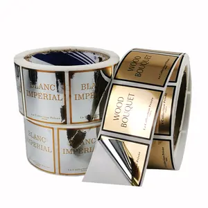 Zelfklevend Zilver Goud Bopp Private Label Roll Metallic Glanzende Custom Waterdichte Sticker Voor Cosmetische Pot Parfum Fles