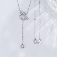 Collier Pendentif Diamant de Laboratoire HPHT Rond en Or Blanc 18K avec Pompon Bulle, Bijoux Fins, Colliers Délicats pour Femme