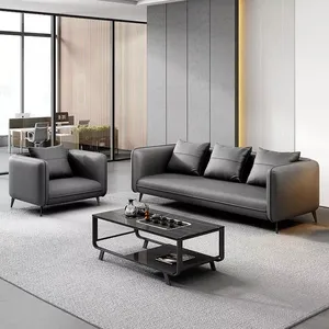 Sofá de luxo exclusivo de 2-3 lugares, sofá de solteiro moderno de couro pu para escritório e lazer, com base de metal