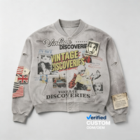 Blouson coupe oversize vintage délavé grande taille pour vêtements OEM en gros, impression DTG Kornit, streetwear, fournisseur de patchs Y2K, coupe-vent