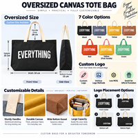 Sac fourre-tout en toile multi-compartiments, grande capacité, coutures robustes, 7 couleurs, marque privée