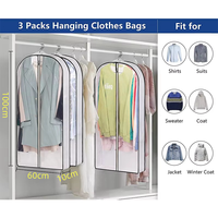 Sacs à vêtements suspendus anti-poussière en tissu non tissé personnalisables pour placard sac de rangement transparent pour vêtements
