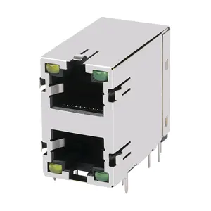 Tomada modular 8p8c com led, pcb ethernet 2x1 porta rj45 conector fêmea