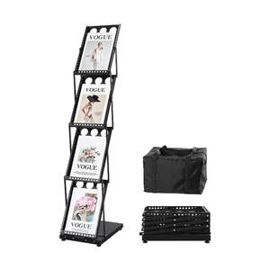 ชั้นเหล็กเคลือบผงสีดำสำหรับนิตยสารโบรชัวร์หนังสือการ์ตูนพับได้ - Product Image 1