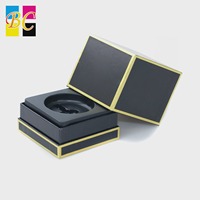 Boîte cadeau de luxe en carton noir pour emballages, avec couvercle et base, pour bijoux et montres