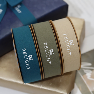 Cinta de Algodón Sólida Personalizada con Diseño de Lazo, Logotipo Impreso Personalizado con Lámina Dorada, Cinta de <span class=keywords><strong>Grosgrain</strong></span> de Alta Resistencia para Envolver Regalos - Product Image 2
