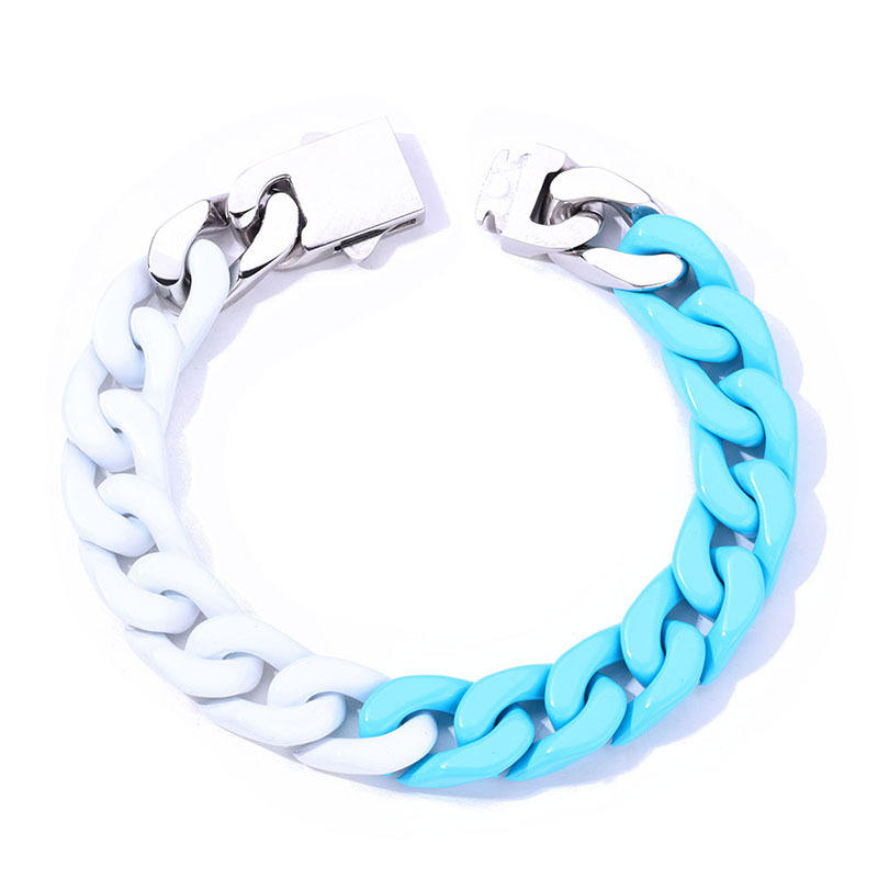 White and blue double patchwork bracelet