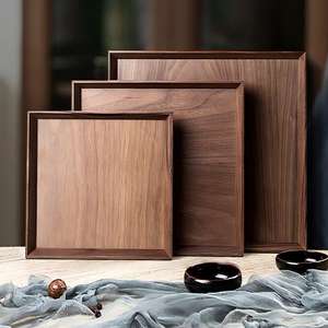 Bandeja Rectangular Grande de <span class=keywords><strong>Madera</strong></span> Natural de Nogal Negro para Alimentos, Regalo, Servicio, Frutas Secas, Café, Sushi, Estilo Rústico - Product Image 3