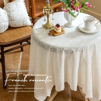 Nappe ronde brodée 100% coton, style français, couverture de table décorative pour la table à manger, la table de dessert, les fêtes de mariage