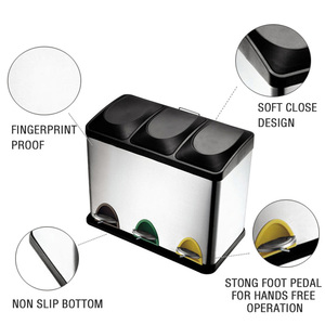 <span class=keywords><strong>Cubo</strong></span> de <span class=keywords><strong>Basura</strong></span> Cuadrado de Acero Inoxidable de 36L con <span class=keywords><strong>Doble</strong></span> Pedal para Reciclaje - Product Image 4