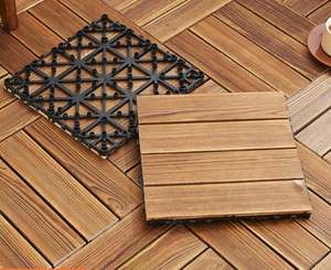 Balcony Decorative Easy to Install Interlocking Carbonized Pine Deck Tiles Exterior Indoor DIY Patio Flooring - Product Image 3