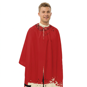 Cape de Barbier Professionnelle Rouge Artistique Style Basquiat – Cape de Coiffure Créative pour Salon de Coiffure et Styliste - Product Image 3