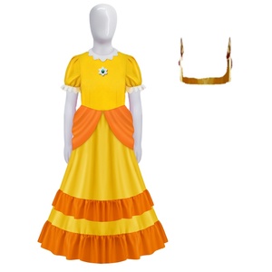 ชุดเดรสสีชมพูคอสเพลย์เจ้าหญิงพีชชุดเดรสฮาโลวีนชุดเดรสเทศกาลสีเหลืองหรูหราสำหรับเด็กผู้หญิงมาริโอ - Product Image 1