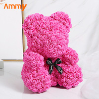 AM-PE003B Ammy 40cm mousse Rose ours créatif fleurs artificielles ours en peluche coffrets cadeaux pour noël anniversaire saint valentin cadeaux