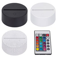 Lampe à LED 3D noire acrylique Base tactile pour lampe de nuit Câble USB et télécommande Support de lumière LED Base de lampe