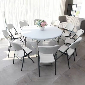 Mesa plegable de plástico blanco Ronde Pliante Venta Mesa Redondas Plegable Para Eventos 180cm Mesa de comedor plegable portátil - Product Image 5