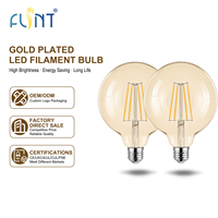 Ampoule à filament globe plaquée or G125/G40 à longue durée de vie (15000H), 7W, compatible avec une large gamme de tensions pour les applications d'éclairage domestique mondiales