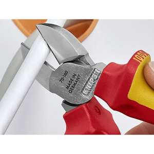 Knipex side cutting <b>pliers</b> with insulated handles and retaining ring, 160mm - Product Image 3