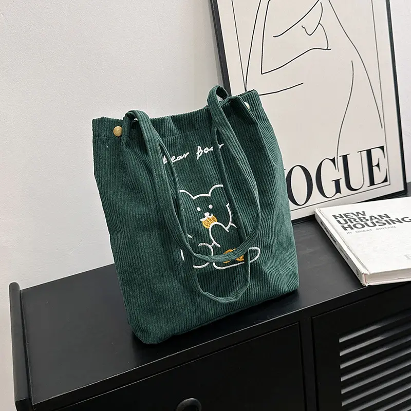 Toptan yeni Trend moda düğmesi omuz özel kadın kadife Tote çanta