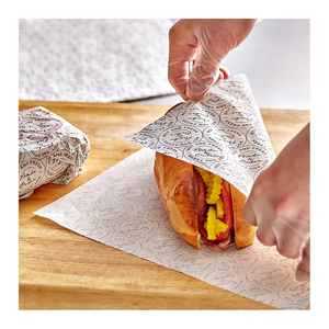 Tùy chỉnh in Deli bánh sandwich bọc giấy 18gsm 22gsm sáp giấy gói thực phẩm mỡ bằng chứng Burger bánh sandwich thực phẩm bọc giấy - Product Image 1