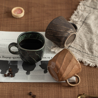 Mug en céramique rustique fait main, glaçure réactive multicolore, tasse à café pour restaurant, vente en gros