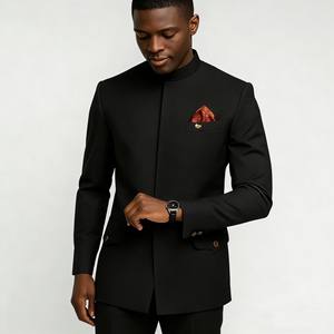 Completo Elegante da Uomo Blu Navy, Giacca e Pantaloni, Set Completo Monopetto con Risvolto, Abbigliamento Maschile di Lusso - Product Image 4