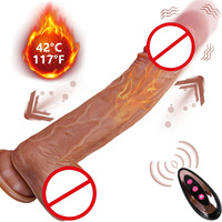 9-Vibrationsmodi Flüssigsilikon Künstlicher Penis Realistischer Ferngesteuerter Stoßender Silikon-Heizdildo Vibrator