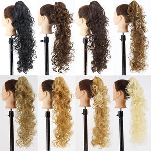 ขายส่งคุณภาพสูงยาวหยิกหยักหางม้าพร้อมหวีที่มองไม่เห็นสังเคราะห์ต่อผมหยักลึกสําหรับผู้หญิง - Product Image 3