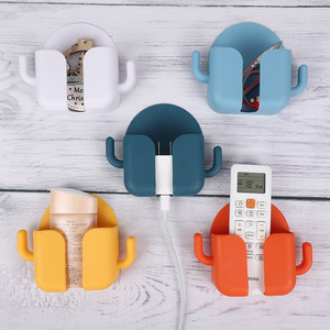 Home Simple Wall-Mounted Plastic Phone <b>Charging</b> <b>Cable</b> Storage Box No-Drill Living Room Phone Holder Rack - Product Image 4