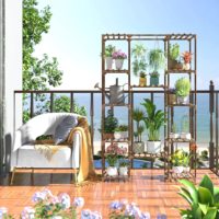 62.2 "grand bois intérieur/extérieur support de plante étagères suspendues étagère à fleurs à plusieurs niveaux pour plusieurs plantes grand support de jardinière