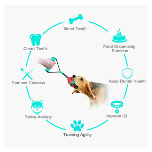 Juguete interactivo para perros con cuerda y pelota, juguete chirriante para perros con dispensador de comida, juguete de cuerda para masticar para mascotas, juguetes para perros masticadores agresivos - Product Image 2