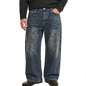 Jeans amples pour homme à haute élasticité, coupe ample, jambe large, en denim, pour un style décontracté, 100% coton, 10-12 OZ, logo OEM personnalisé, marque - Product Image 5