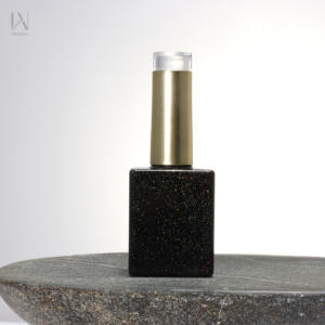 Bouteilles de vernis à ongles vides de 10ml Low <span class=keywords><strong>mo</strong></span> avec brosse Bouteilles de vernis à ongles carrées brillantes noires avec bouchon doré - Product Image 6