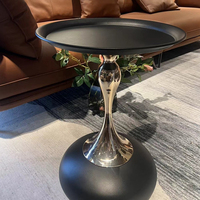 Table basse ronde de luxe Table d'appoint en acier inoxydable couleur or Table d'angle haut de gamme