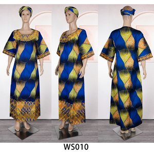 Robe <span class=keywords><strong>africaine</strong></span> pour femmes H&D WS010, nouveau design, robe en tissu <span class=keywords><strong>wax</strong></span> décontractée, longue robe imprimée avec foulard - Product Image 5