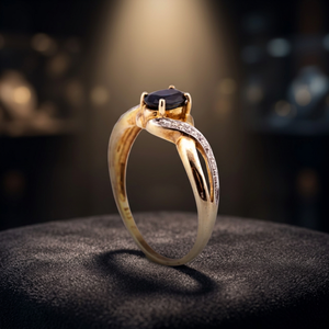 Premium Grade 14K Gold Plated <b>Sterling</b> <b>Silver</b> Engagement <b>Ring</b> Thailand Featuring Natural Blue Topaz Classic Prong <b>Set</b> for - Product Image 3