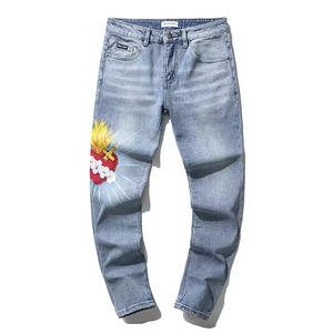 Jeans de Motociclista Bordados para Hombre Amirys, Corte Ajustado, Mezclilla de Algodón Desgastada, Modernos y a la Moda, Unisex - Product Image 2