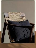 Fauteuil simple en bois massif DISHI avec dossier en bois, idéal pour salon, maison d'hôtes, balcon, mobilier vintage, chaises de loft