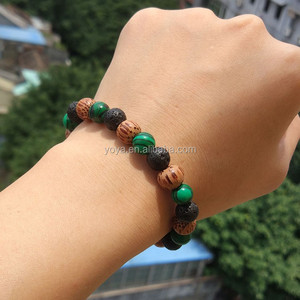 Bracelet extensible en perles <span class=keywords><strong>de</strong></span> malachite, <span class=keywords><strong>de</strong></span> <span class=keywords><strong>lave</strong></span> et <span class=keywords><strong>de</strong></span> bois, diffuseur d'aromathérapie en <span class=keywords><strong>pierre</strong></span> naturelle pour hommes et femmes - Product Image 2