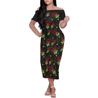 Robes décontractées à manches courtes pour femmes grandes tailles, robe hawaïenne unique en polyester et élasthanne, robe asymétrique à une épaule, vente en gros